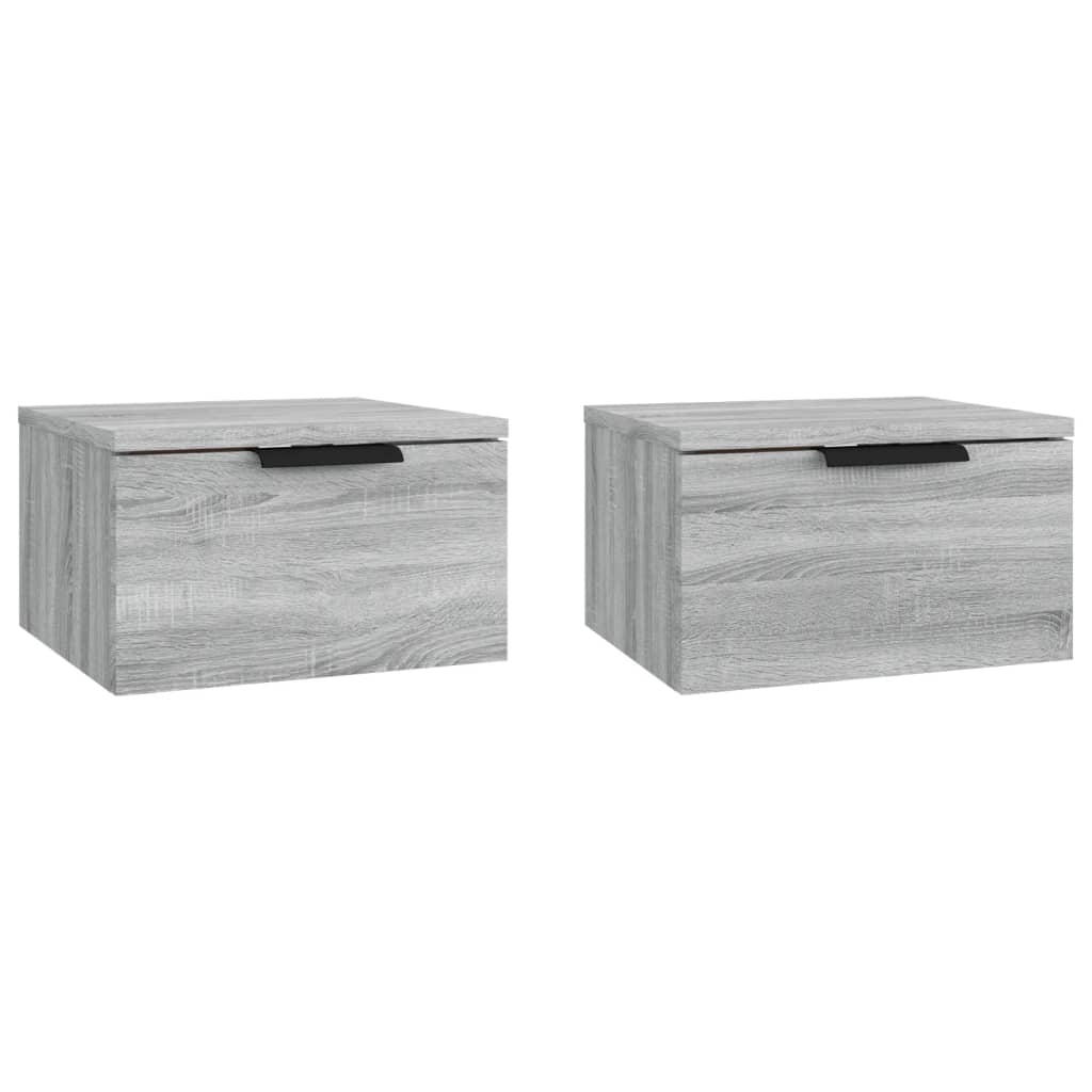 Comodini a Muro 2 pz-Set di 2 Tavolino da notte Grigio Sonoma 34x30x20 cm