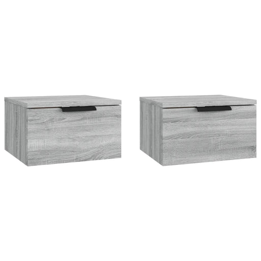 Comodini a Muro 2 pz-Set di 2 Tavolino da notte Grigio Sonoma 34x30x20 cm