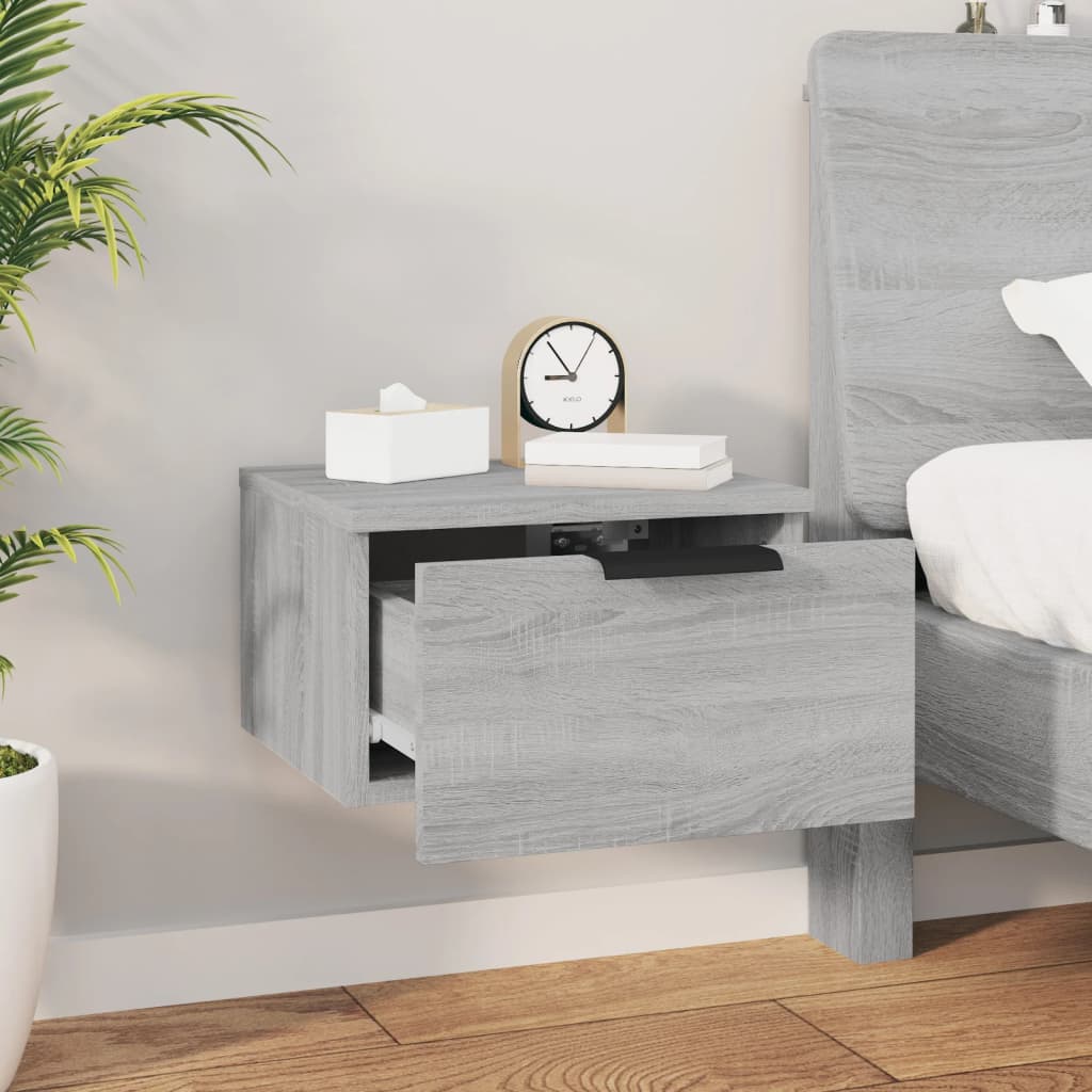 Comodini a Muro 2 pz-Set di 2 Tavolino da notte Grigio Sonoma 34x30x20 cm