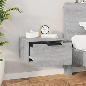 Comodini a Muro 2 pz-Set di 2 Tavolino da notte Grigio Sonoma 34x30x20 cm