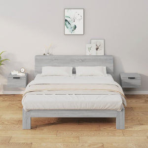 Comodini a Muro 2 pz-Set di 2 Tavolino da notte Grigio Sonoma 34x30x20 cm