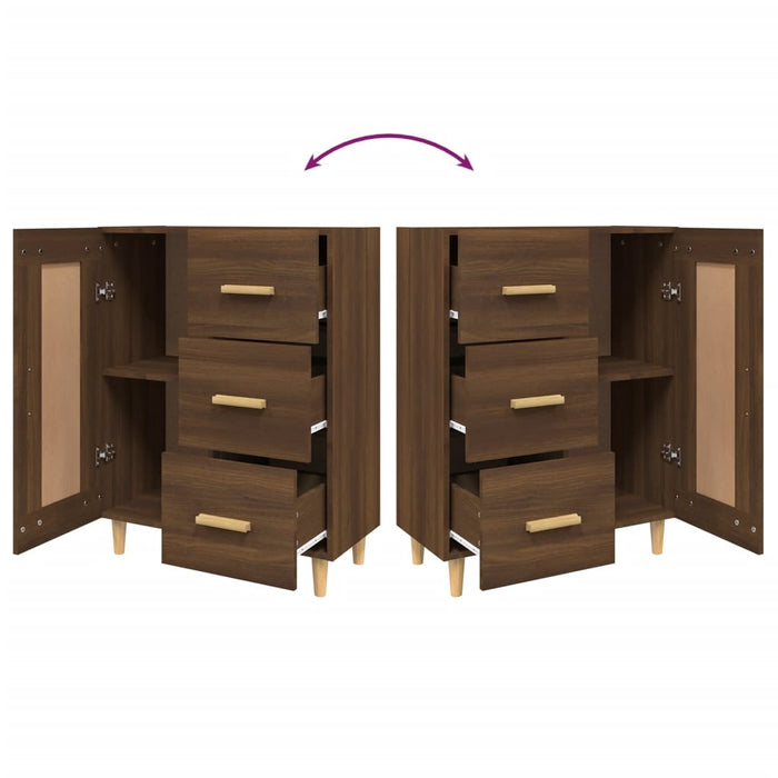 Credenza Rovere Marrone 69,5x34x90 cm in Legno Multistrato 817371