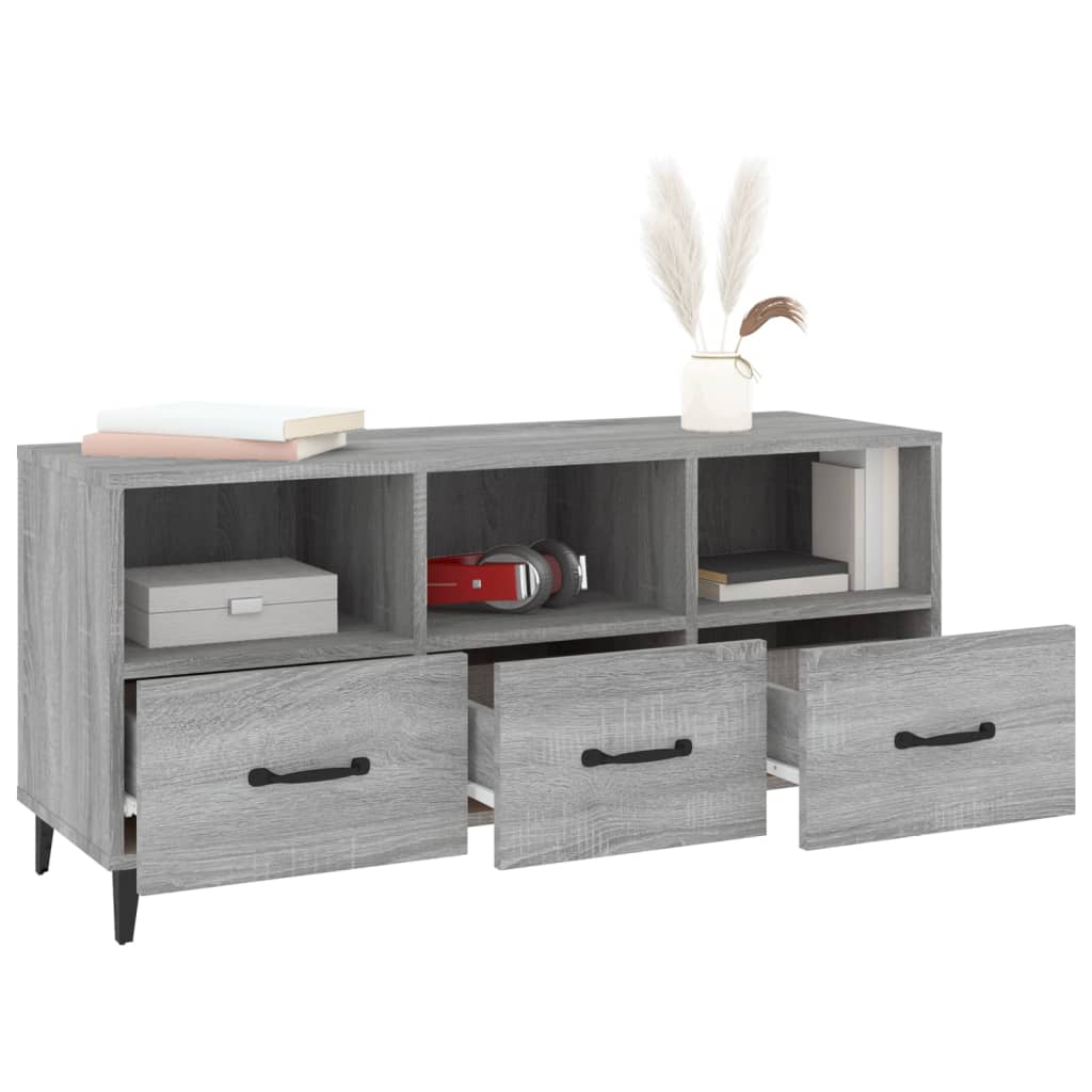 Mobile TV Grigio Sonoma 102x35x50 cm in Legno Multistrato 817499