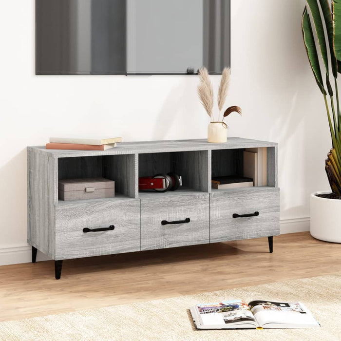 Mobile TV Grigio Sonoma 102x35x50 cm in Legno Multistrato 817499