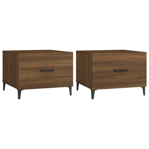 Tavolini Salotto Gambe in Metallo 2pz Rovere Marrone 50x50x40cm