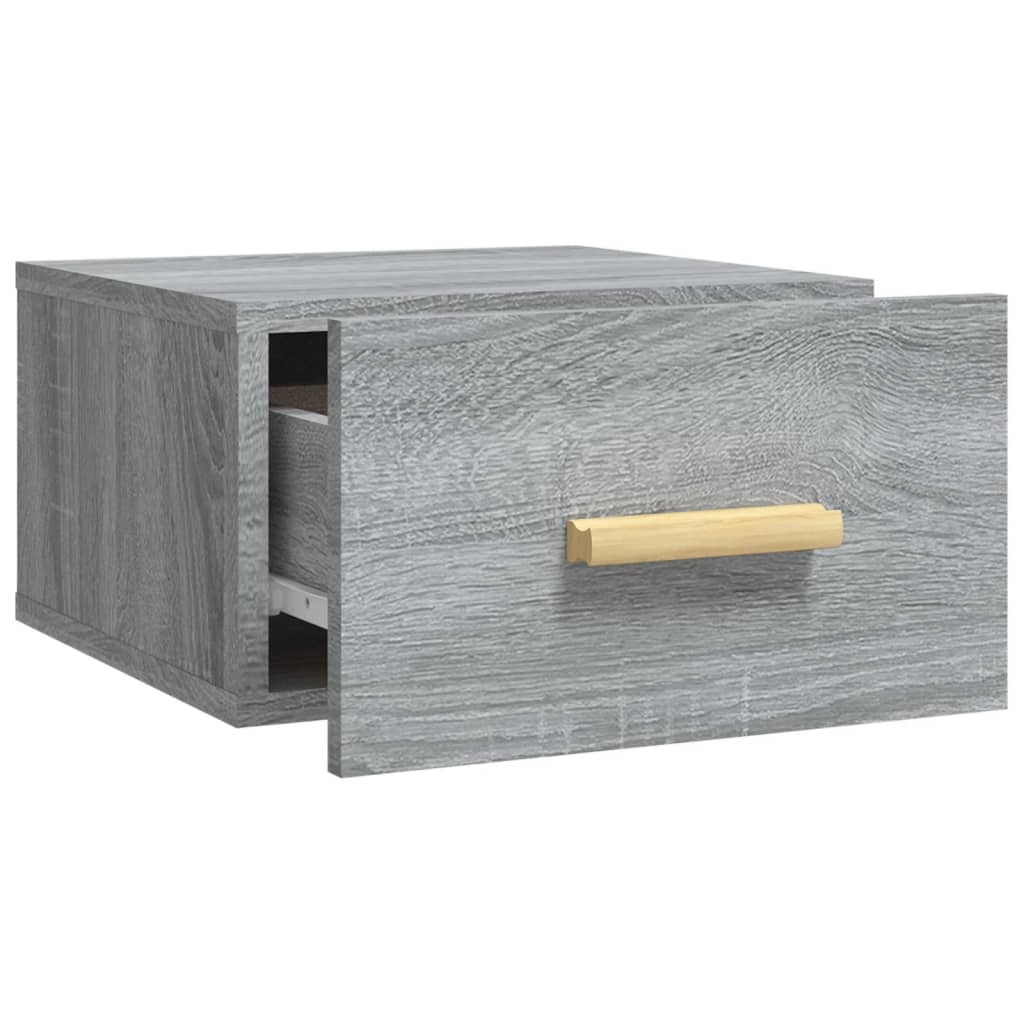 Comodino a Muro-Tavolino da notte sospeso Grigio Sonoma 35x35x20 cm 622402