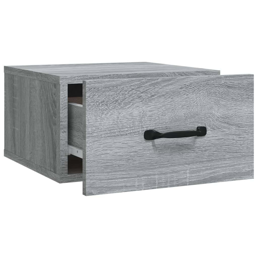 Comodino a Muro-Tavolino da notte sospeso Grigio Sonoma 35x35x20 cm 102691