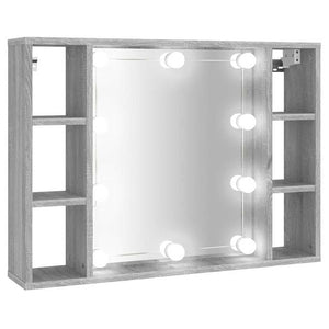 Mobile a Specchio con LED-Armadietto a Specchio Grigio Sonoma 76x15x55 cm