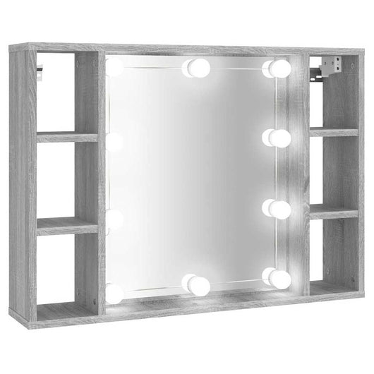 Mobile a Specchio con LED-Armadietto a Specchio Grigio Sonoma 76x15x55 cm