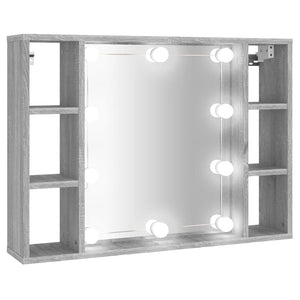 Mobile a Specchio con LED Grigio Sonoma 76x15x55 cmcod mxl 106136