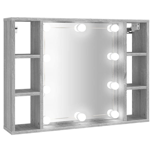 Mobile a Specchio con LED Grigio Sonoma 76x15x55 cmcod mxl 106136