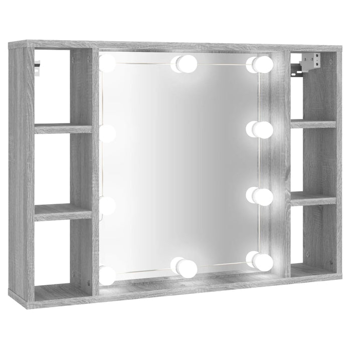 Mobile a Specchio con LED Grigio Sonoma 76x15x55 cmcod mxl 106136