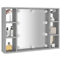 Mobile a Specchio con LED-Armadietto a Specchio Grigio Sonoma 76x15x55 cm