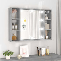 Mobile a Specchio con LED-Armadietto a Specchio Grigio Sonoma 76x15x55 cm