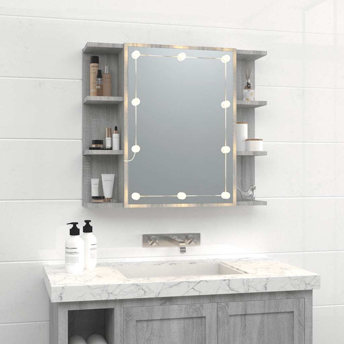 Mobile a Specchio con LED-Armadietto a Specchio Grigio Sonoma 70x16,5x60 cm