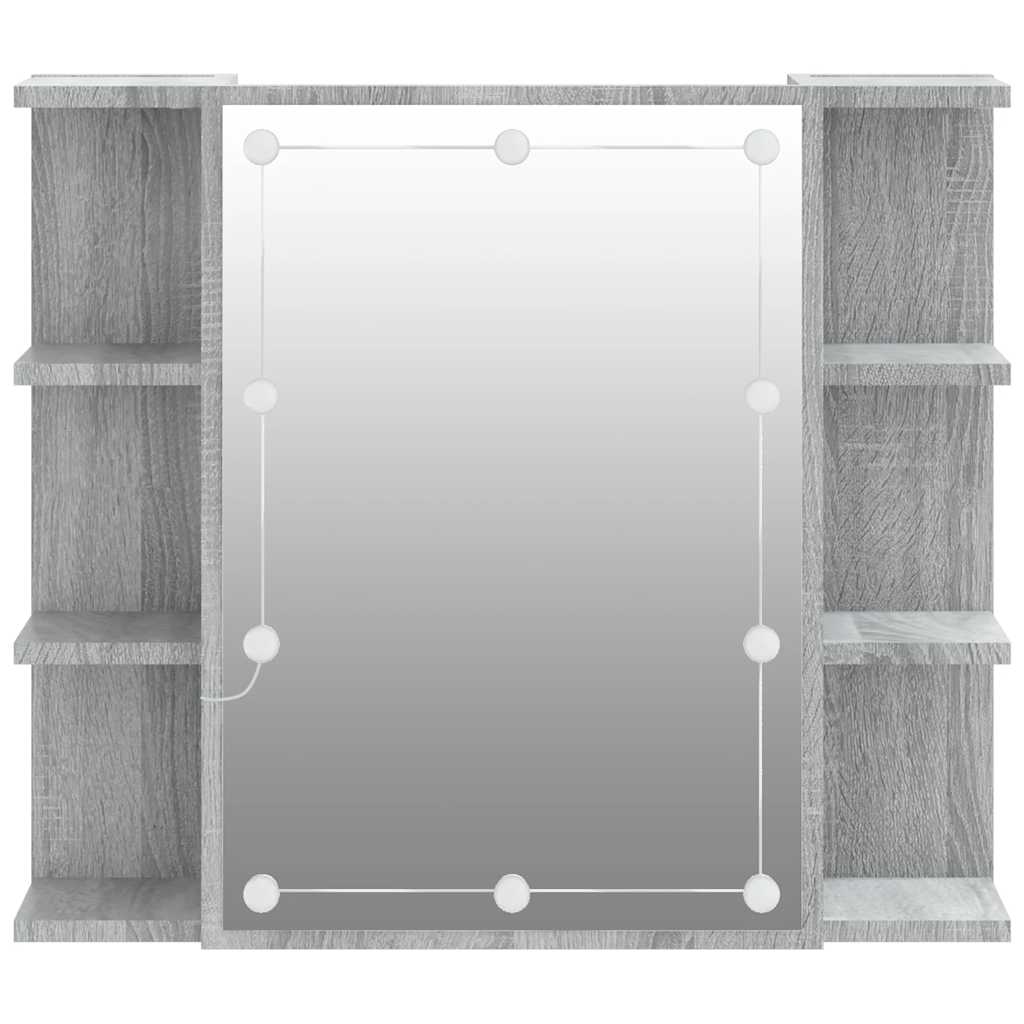 Mobile a Specchio con LED-Armadietto a Specchio Grigio Sonoma 70x16,5x60 cm