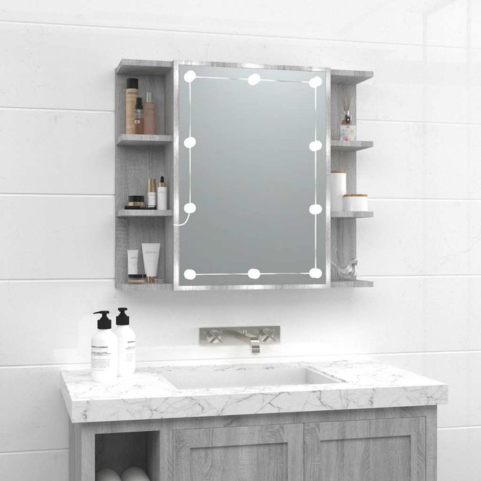 Mobile a Specchio con LED-Armadietto a Specchio Grigio Sonoma 70x16,5x60 cm