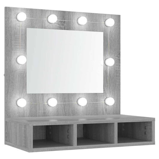 Mobile a Specchio con LED-Armadietto a Specchio Grigio Sonoma 60x31,5x62 cm