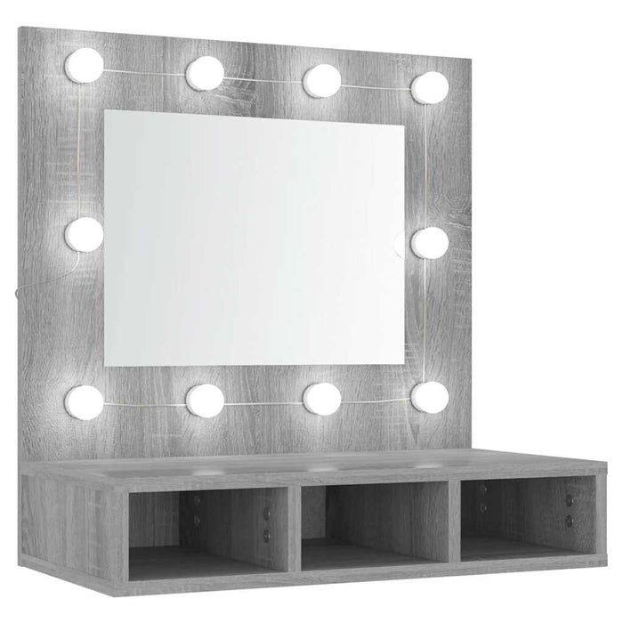 Mobile a Specchio con LED-Armadietto a Specchio Grigio Sonoma 60x31,5x62 cm