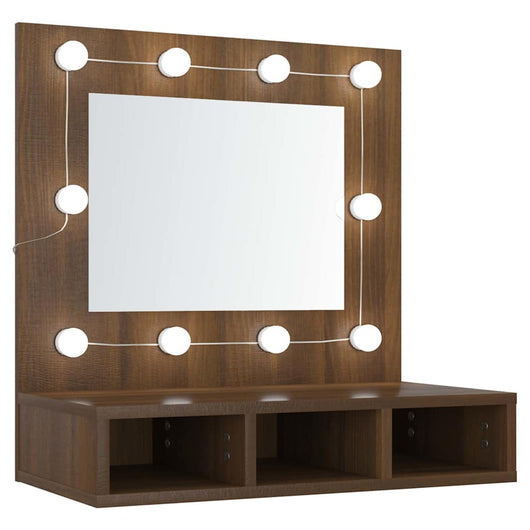 Mobile a Specchio con LED-Armadietto a Specchio Rovere Marrone 60x31,5x62 cm