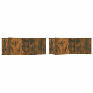 Mobili Porta TV 2 pz Rovere Fumo 80x30x30 in Legno Multistrato cod mxl 12175