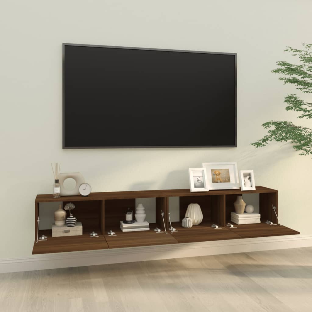 Mobili TV Parete 2pz Rovere Marrone 100x30x30 Legno Multistrato cod mxl 23363