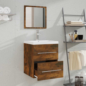 Mobile da Bagno con Specchio-Armadietto a Specchio da Bagno Rovere Fumo 41x38,5x48 cm