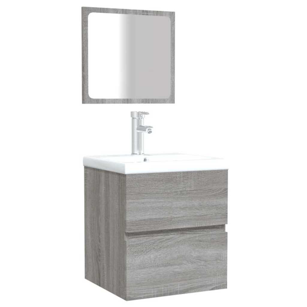 Mobile da Bagno con Specchio Grigio Sonoma in Legno Multistrato cod mxl 23768