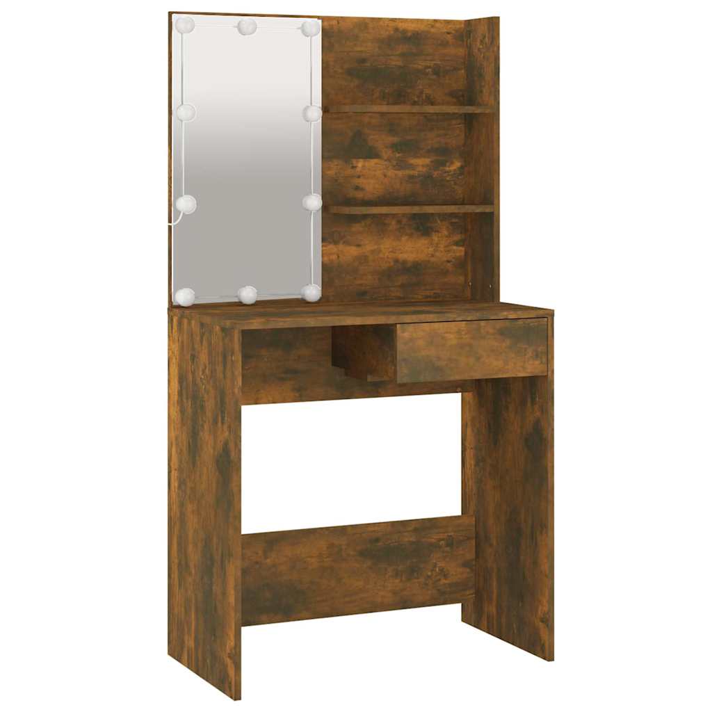 Toeletta con LED Rovere Fumo 74,5x40x141 cm 820481