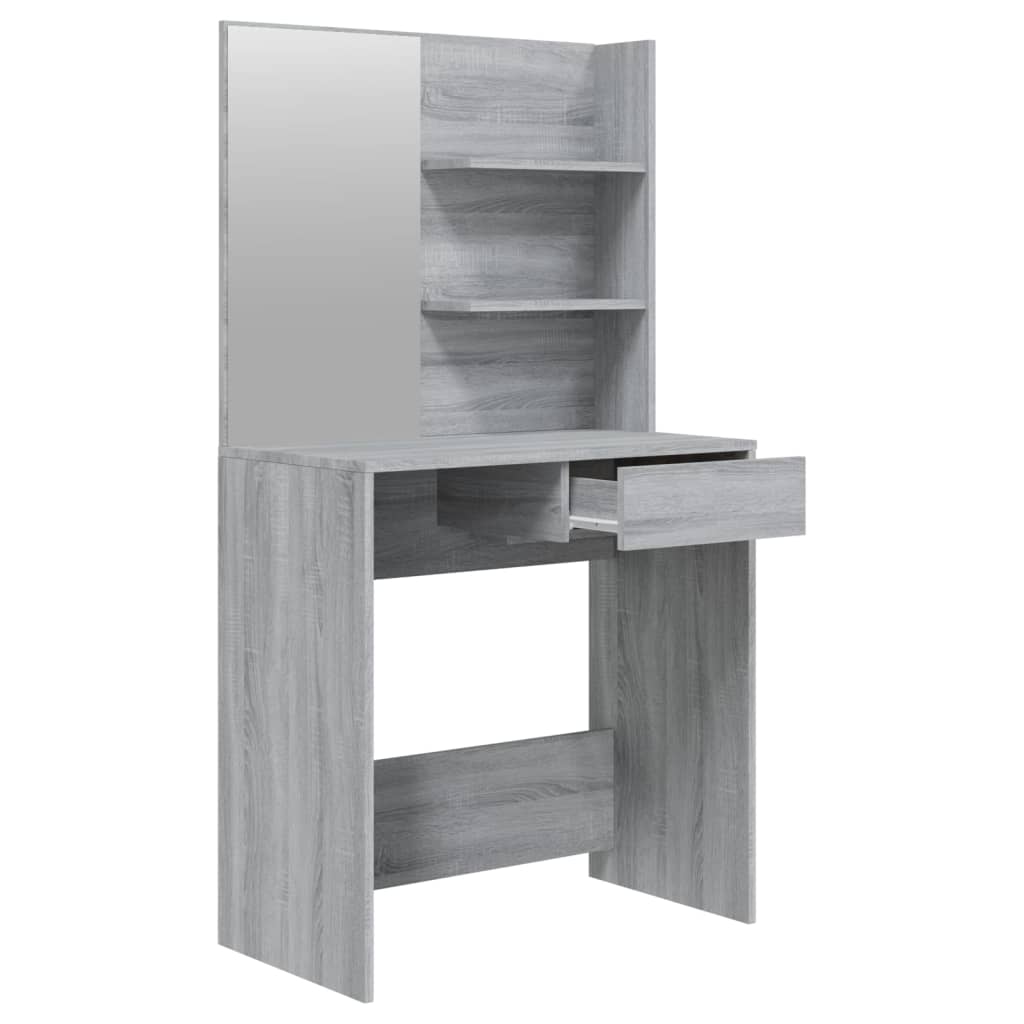 Toeletta con Specchio-Tavolo da Vanit¨¤ Grigio Sonoma 74,5x40x141 cm