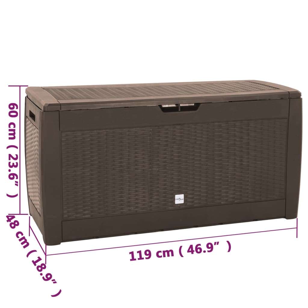 Baule da giardino marrone 119 x 48 x 60 cm polipropilene 02_0013135