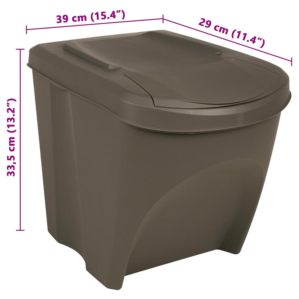 Contenitori Impilabili per Rifiuti 3pz Grigio 75L Polipropilene cod mxl 50669