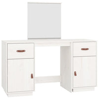 Set Toeletta con Specchio Bianco in Legno Massello di Pino 3107835