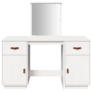 Set Toeletta con Specchio-Mobile con specchio Bianco in Legno Massello di Pino