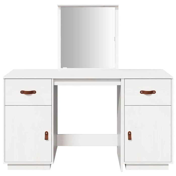 Set Toeletta con Specchio-Mobile con specchio Bianco in Legno Massello di Pino