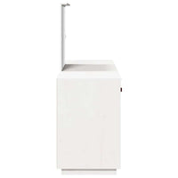 Set Toeletta con Specchio Bianco in Legno Massello di Pino 3107835