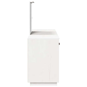 Set Toeletta con Specchio Bianco in Legno Massello di Pino 3107835