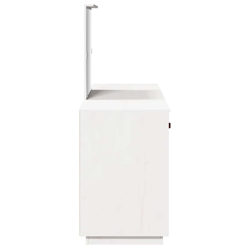 Set Toeletta con Specchio-Mobile con specchio Bianco in Legno Massello di Pino