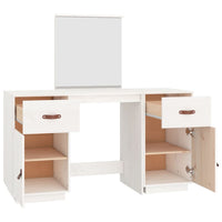 Set Toeletta con Specchio Bianco in Legno Massello di Pino 3107835
