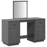 Set Toeletta con Specchio Grigio in Legno Massello di Pino 3107836