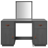 Set Toeletta con Specchio Grigio in Legno Massello di Pino 3107836