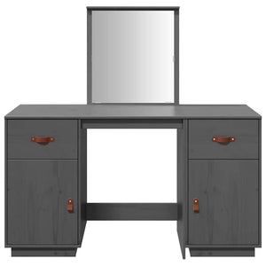 Set Toeletta con Specchio Grigio in Legno Massello di Pino 3107836