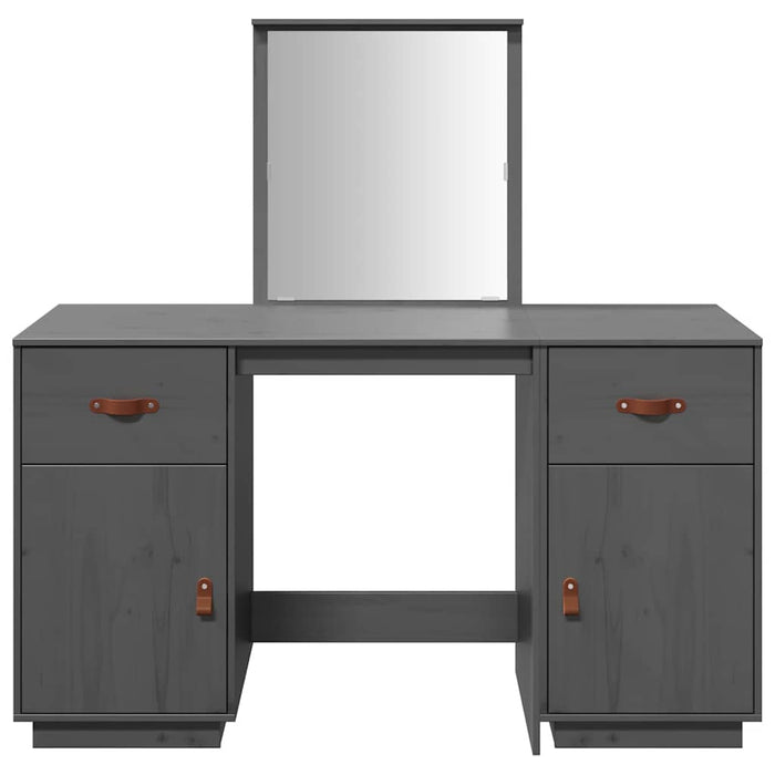 Set Toeletta con Specchio Grigio in Legno Massello di Pino 3107836
