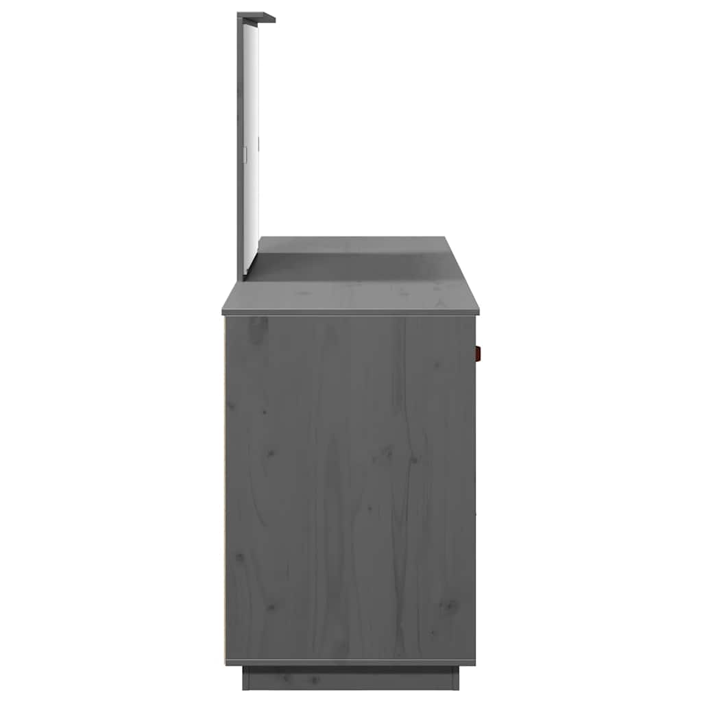 Set Toeletta con Specchio Grigio in Legno Massello di Pino 3107836