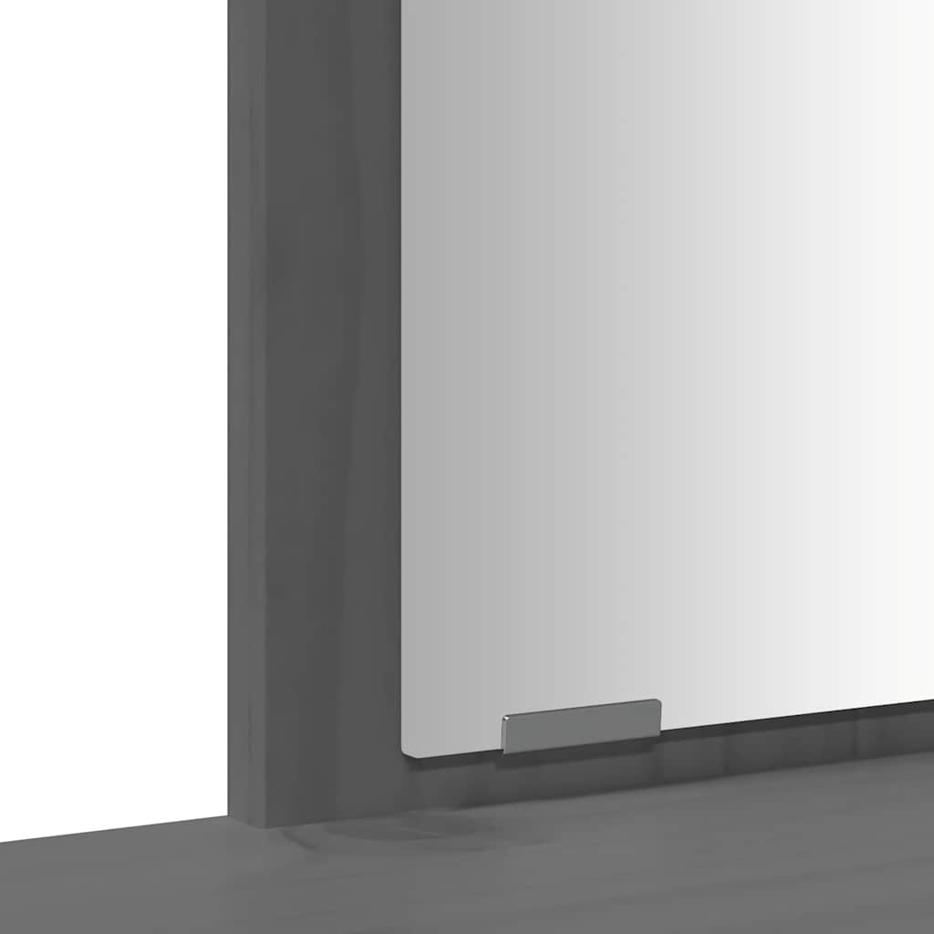 Set Toeletta con Specchio Grigio in Legno Massello di Pino 3107836