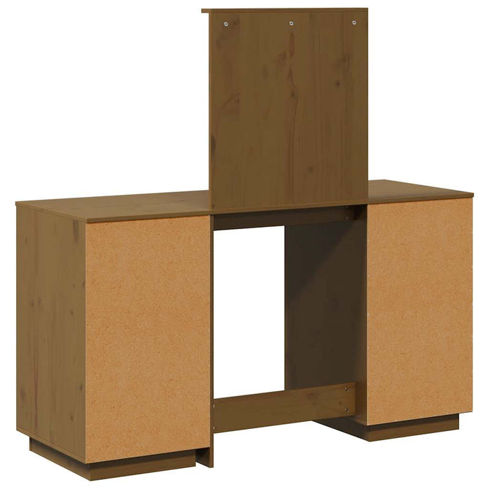 Set Toeletta con Specchio Marrone ambra Legno Massello di Pino 3107837