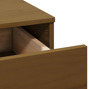 Set Toeletta con Specchio Marrone ambra Legno Massello di Pino 3107837