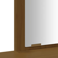 Set Toeletta con Specchio Marrone ambra Legno Massello di Pino 3107837