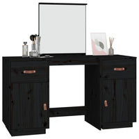 Set Toeletta con Specchio Nero in Legno Massello di Pino 3107838