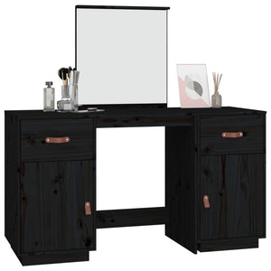 Set Toeletta con Specchio Nero in Legno Massello di Pino 3107838